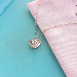 pink rock solid stone heart mini pendant